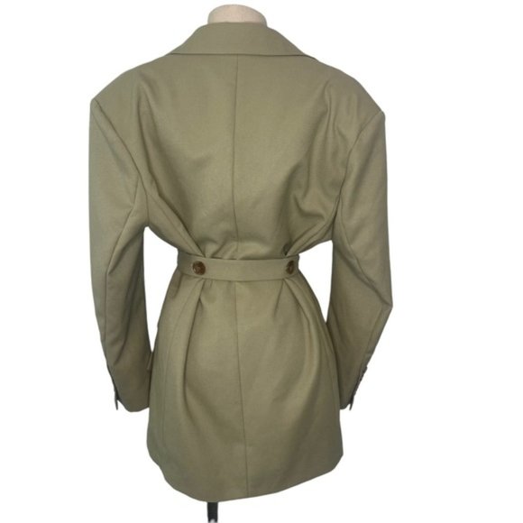 Asos Design Military Style Belted Blazer Oversized  Button Front Jacket Size 6 - Picture 2 of 6